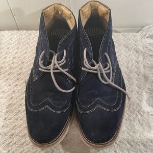 G H Bass Baltimore Blue Suede Oxford Ankle Boot Unisex